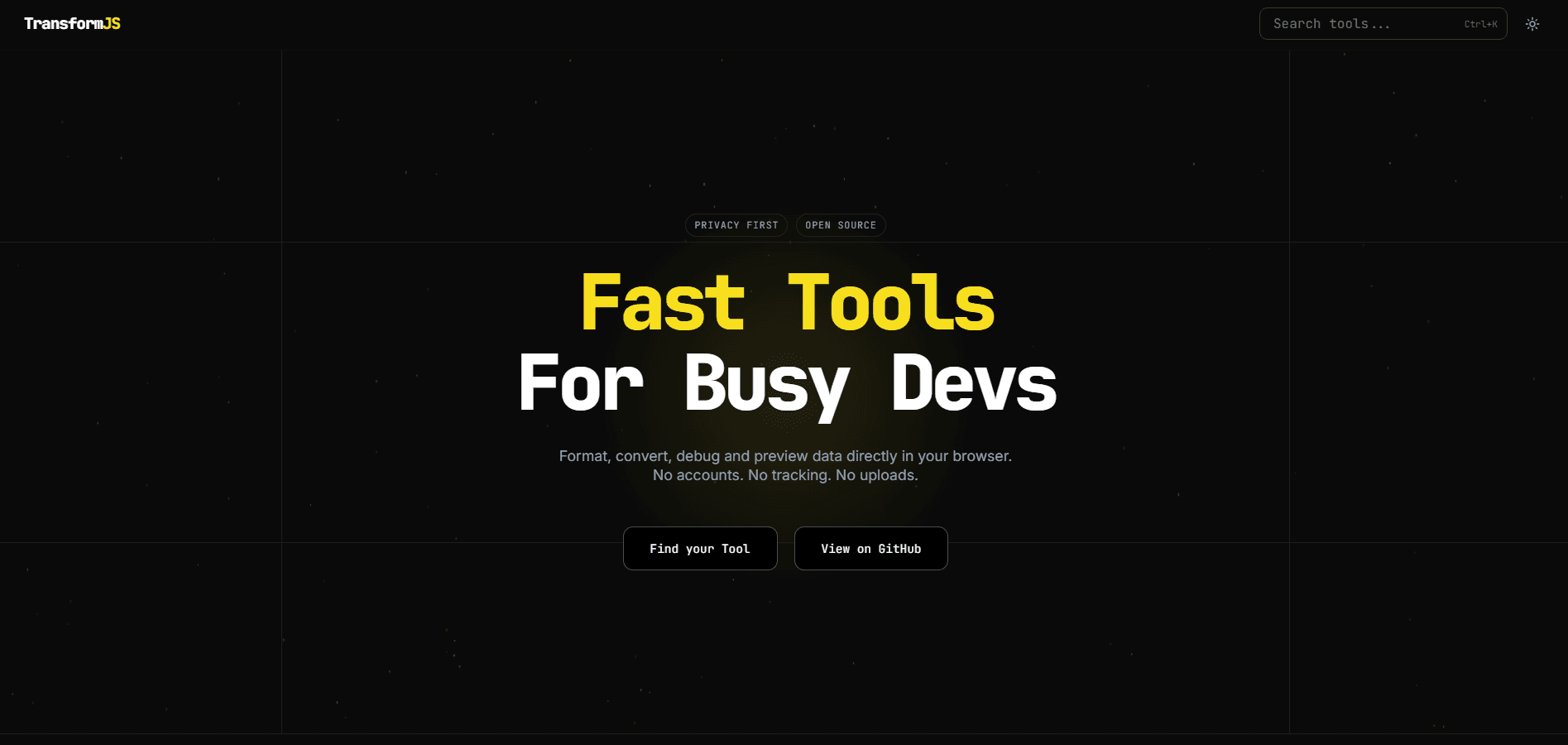 TransformJS landing page preview